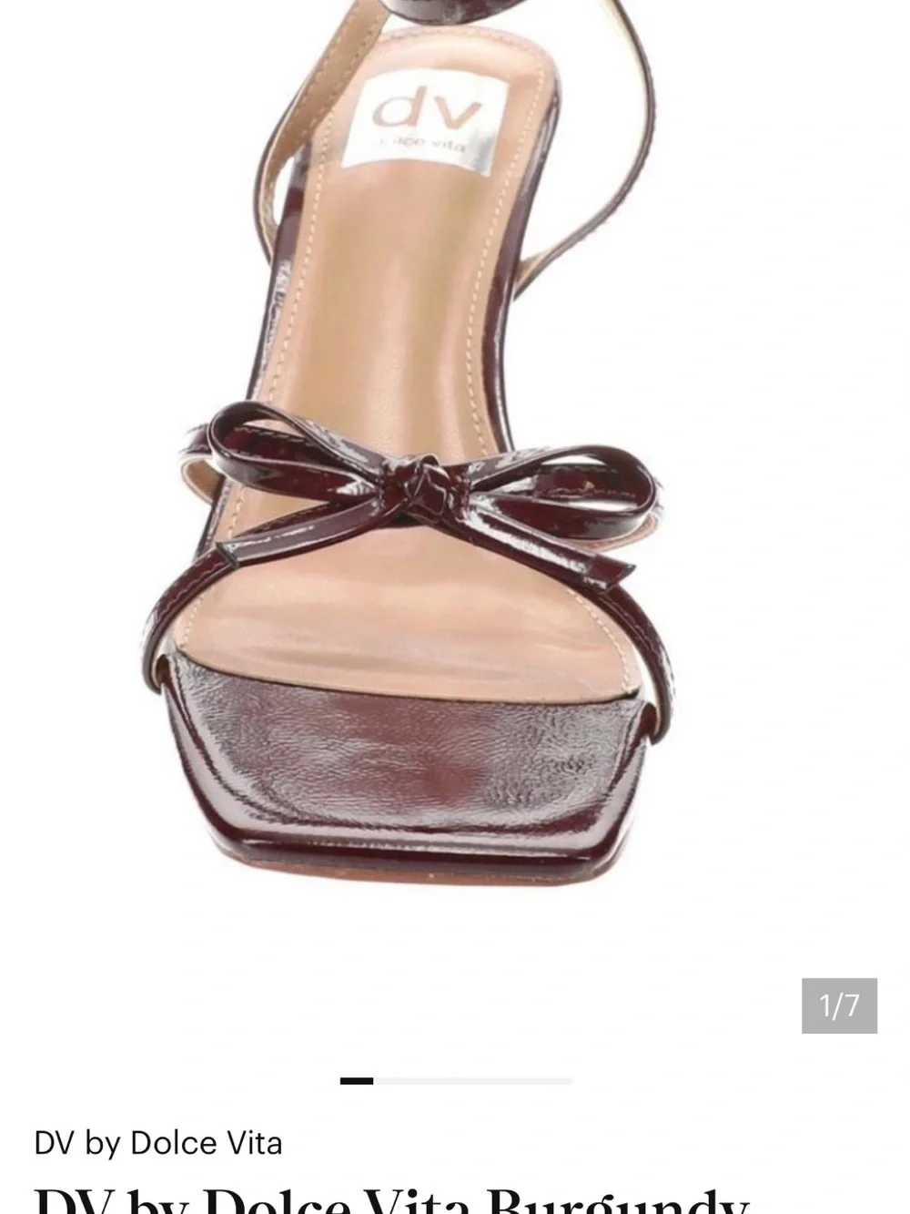 DV by Dolce Vita Patent Burgundy Bow Strap Sandal